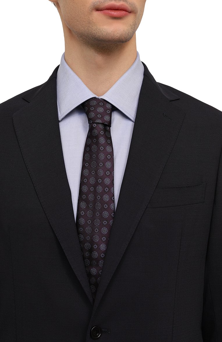 Мужской шелковый галстук CANALI фиолетового цвета, арт. 18/HJ04072 | Фото 2 (Нос: Не проставлено; Материал: Шелк, Текстиль; Принт: С принтом)
