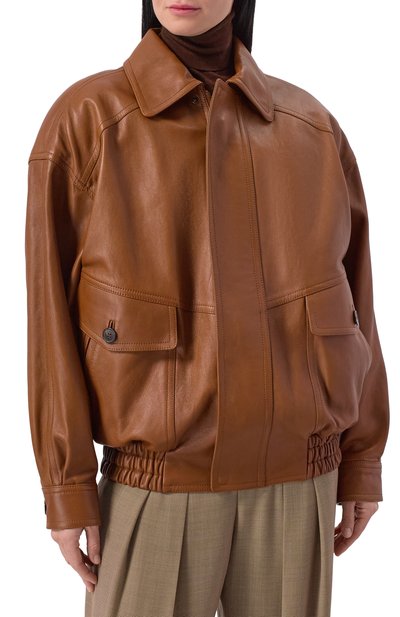 Кожаный бомбер SAINT LAURENT коричневого цвета по цене 1255000 руб., арт. 842948/YCSK2, фото 3 Кожаный бомбер SAINT LAURENT, арт. 842948/YCSK2, фото 3