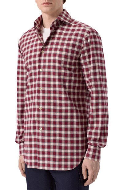 Хлопковая рубашка KITON бордового цвета по цене 115500 руб., арт. UCCH0943905, фото 3 Хлопковая рубашка KITON, арт. UCCH0943905, фото 3