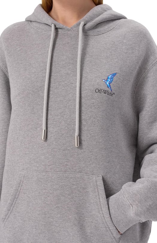 Хлопковое худи Off-White 0WBB064S25FLE0020510 Серый  0WBB064S25FLE0020510 Фото 5