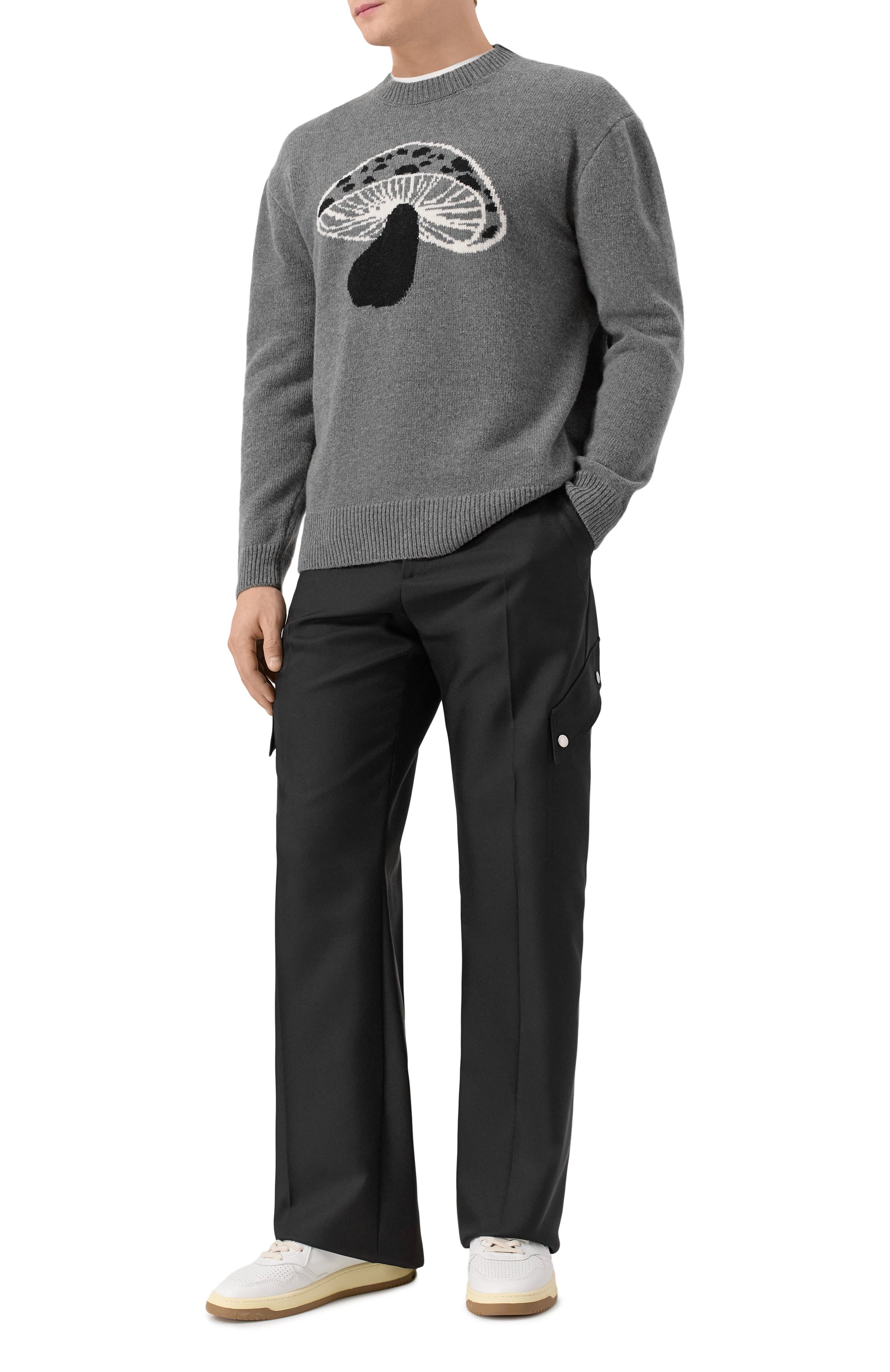 Шерстяной джемпер MSGM серого цвета по цене 34600 руб., арт. 3940MM202/257597, фото 2 Шерстяной джемпер MSGM, арт. 3940MM202/257597, фото 2