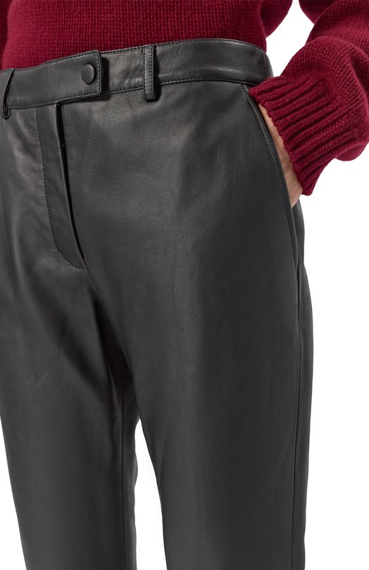 Кожаные брюки Elie Saab P0169NR26/L0001 Чёрный  P0169NR26/L0001 Фото 5