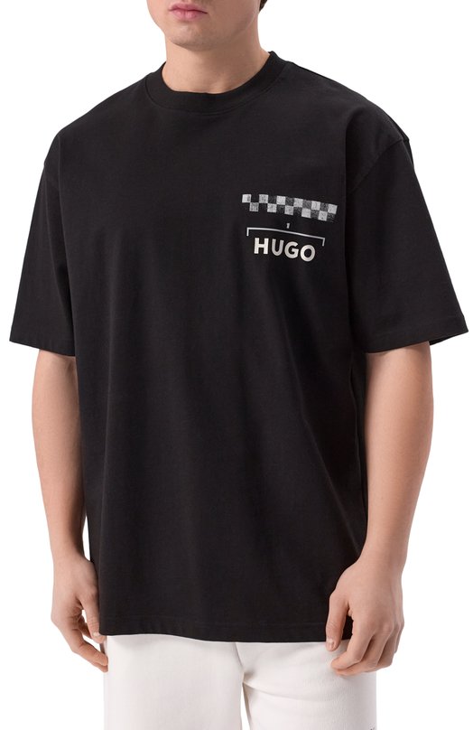 Хлопковая футболка HUGO 50531758 Чёрный  50531758 Фото 3