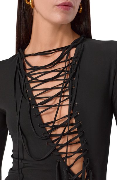 Платье из вискозы THE ATTICO черного цвета по цене 184500 руб., арт. 251WCW00243/VVV105AA, фото 5 Платье из вискозы THE ATTICO, арт. 251WCW00243/VVV105AA, фото 5