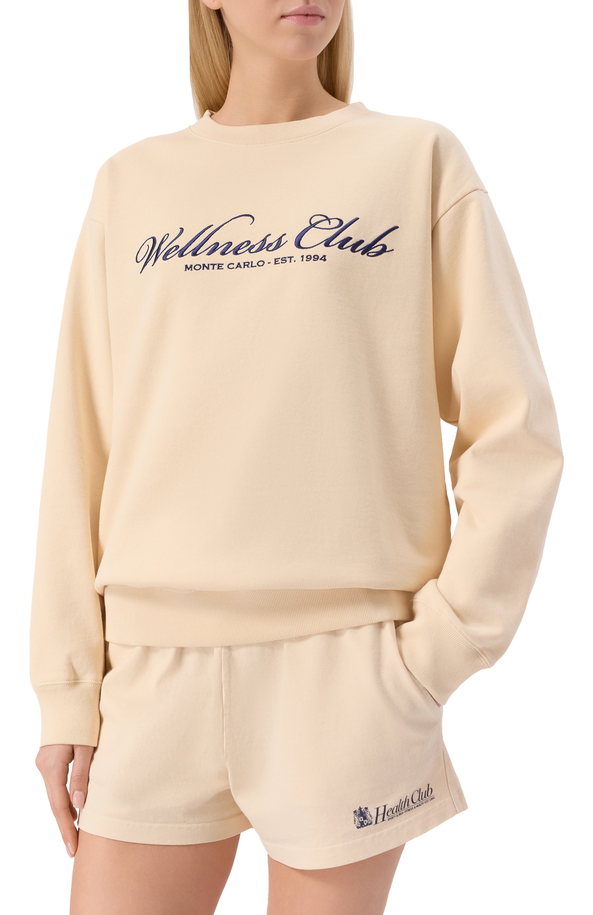 Хлопковый свитшот SPORTY AND RICH кремового цвета по цене 22100 руб., арт. ST071620081CR01, фото 3 Хлопковый свитшот SPORTY AND RICH, арт. ST071620081CR01, фото 3