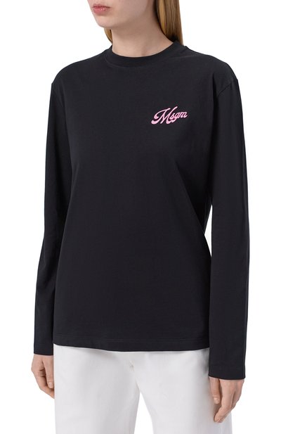 Хлопковый лонгслив MSGM черного цвета по цене 19950 руб., арт. 4041MDM111D/267002, фото 3 Хлопковый лонгслив MSGM, арт. 4041MDM111D/267002, фото 3