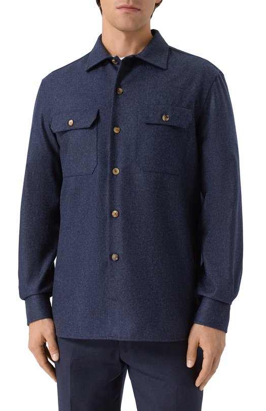 Шерстяная рубашка Brunello Cucinelli M038P0720 Синий  M038P0720 Фото 3