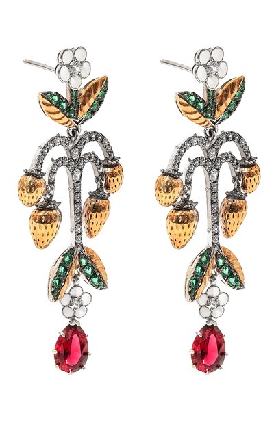 Серьги wild strawberry QUEENSBEE разноцветного цвета по цене 126720 руб., арт. 201401, фото 3 Серьги wild strawberry QUEENSBEE, арт. 201401, фото 3