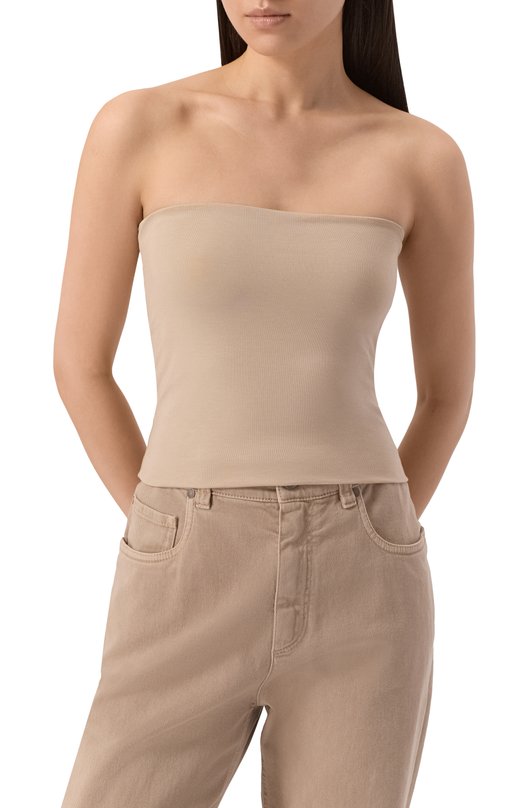 Хлопковый топ Brunello Cucinelli M0T1802B19 Бежевый  M0T1802B19 Фото 3