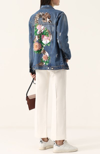 Джинсовая куртка с потертостями и декорированной спинкой DALOOD, арт. PD0179R18/DARK BLUE, фото 2