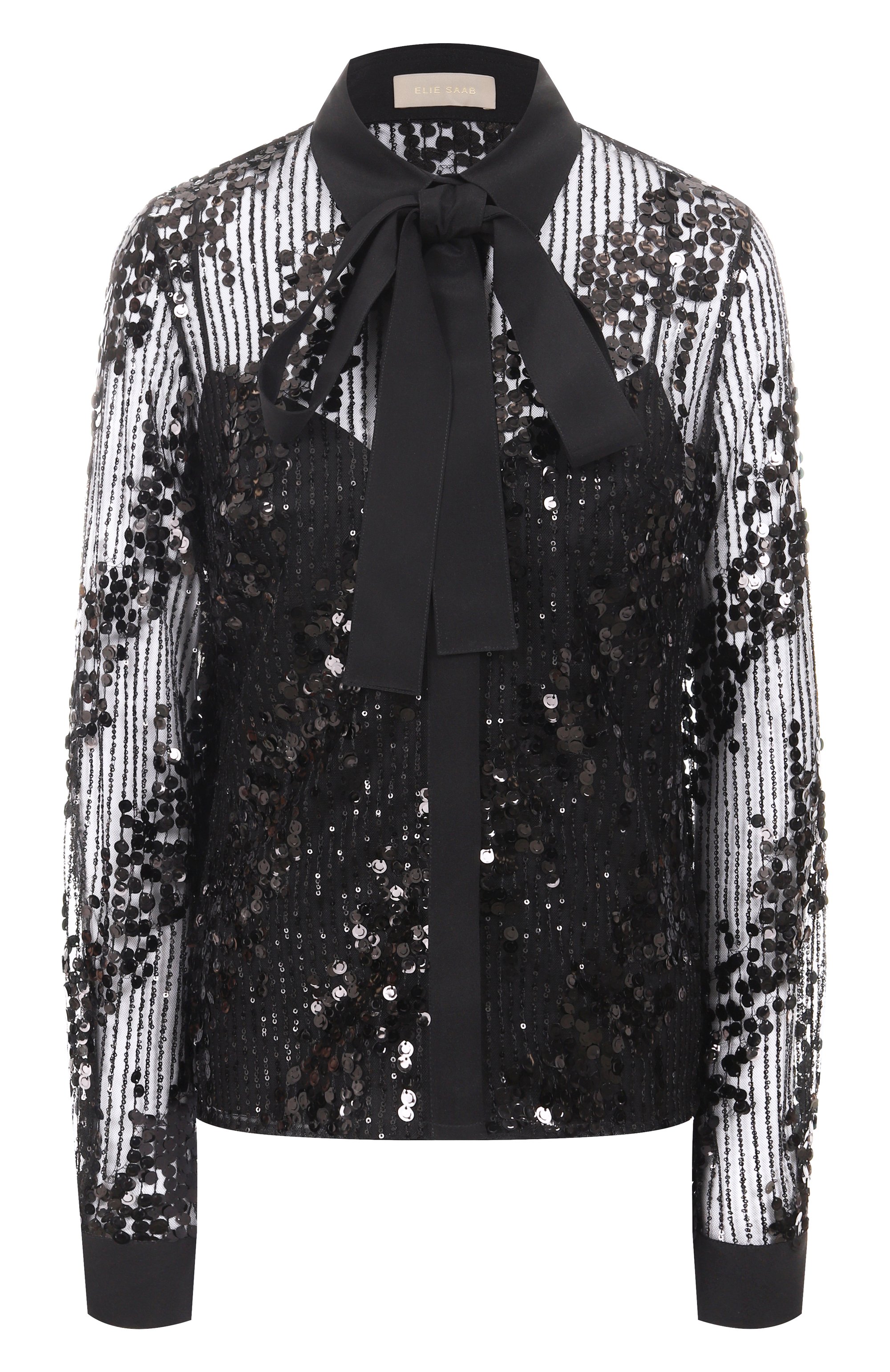 Блузка с отделкой пайетками ELIE SAAB, арт. SH127NP25/PA010, фото 1