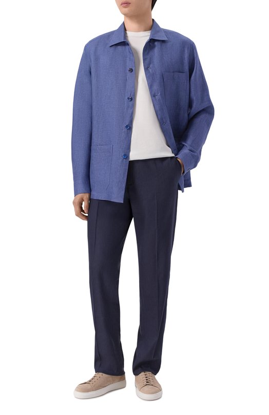 Брюки изо льна и шерсти Stefano Ricci M1T610002H/WL003L Синий  M1T610002H/WL003L Фото 2