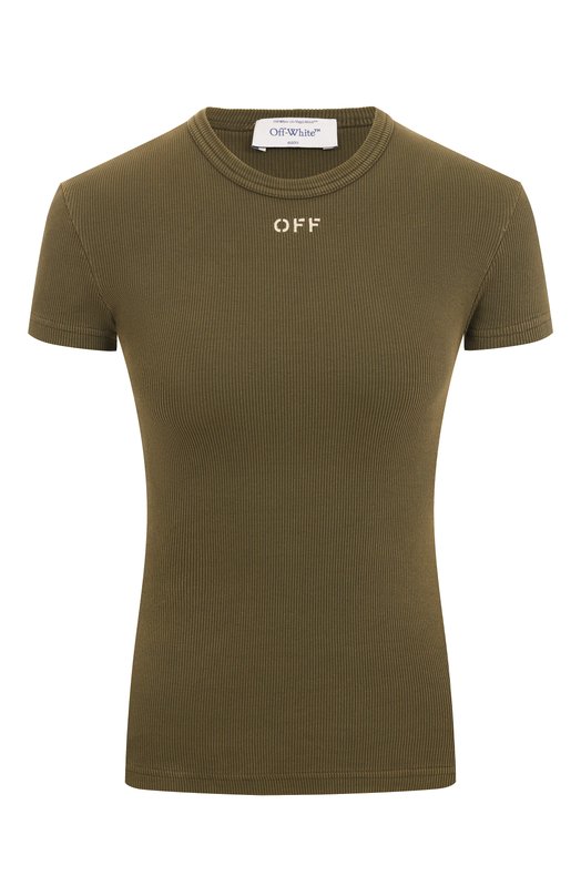 Хлопковая футболка Off-White 0WAA065S25JER0015401 Хаки 0WAA065S25JER0015401