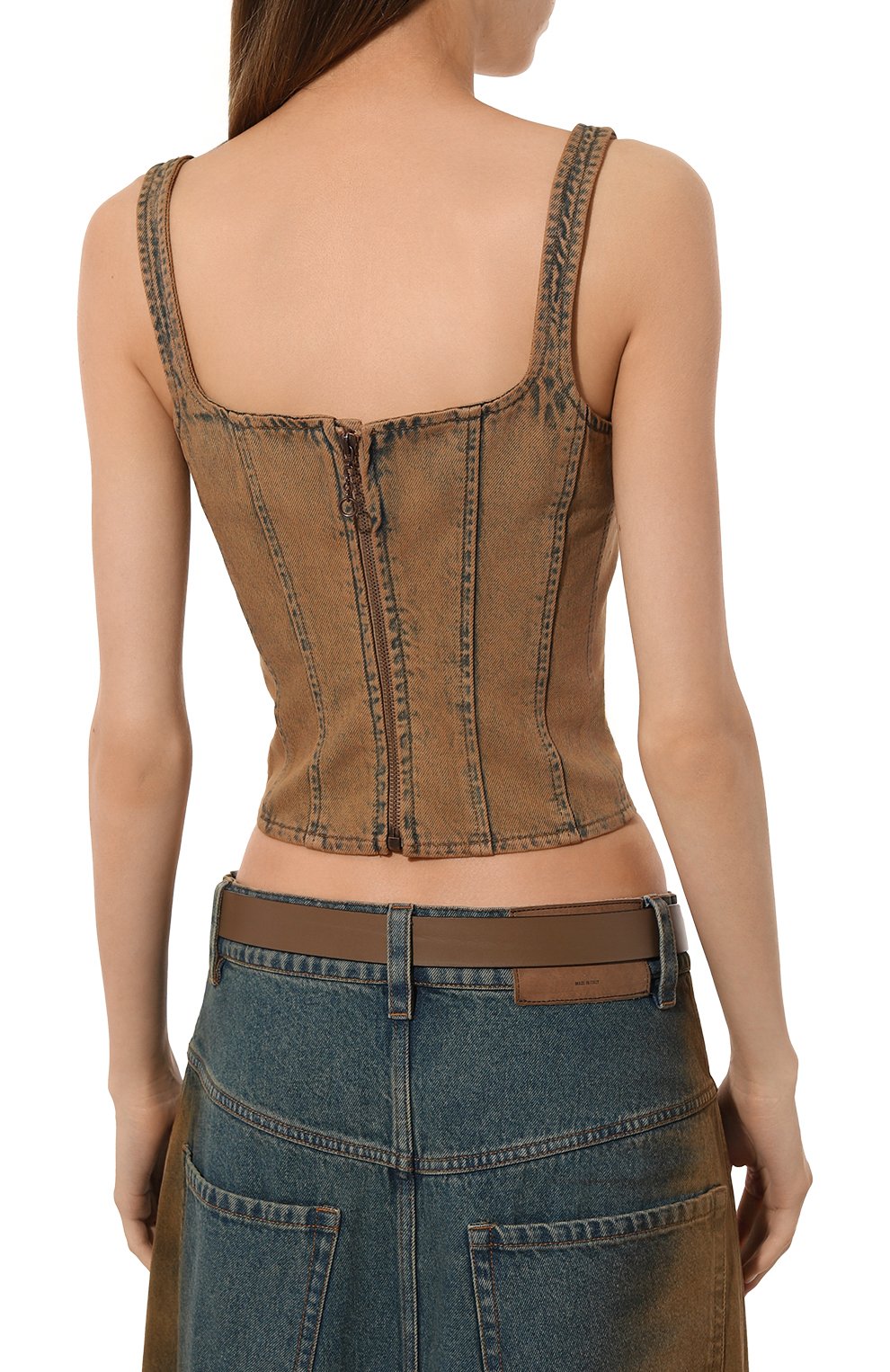 Джинсовый топ-корсет GIUSEPPE DI MORABITO бежевого цвета по цене 56750 руб., арт. 03PFDNT063A 03331, фото 4 Джинсовый топ-корсет GIUSEPPE DI MORABITO, арт. 03PFDNT063A 03331, фото 4