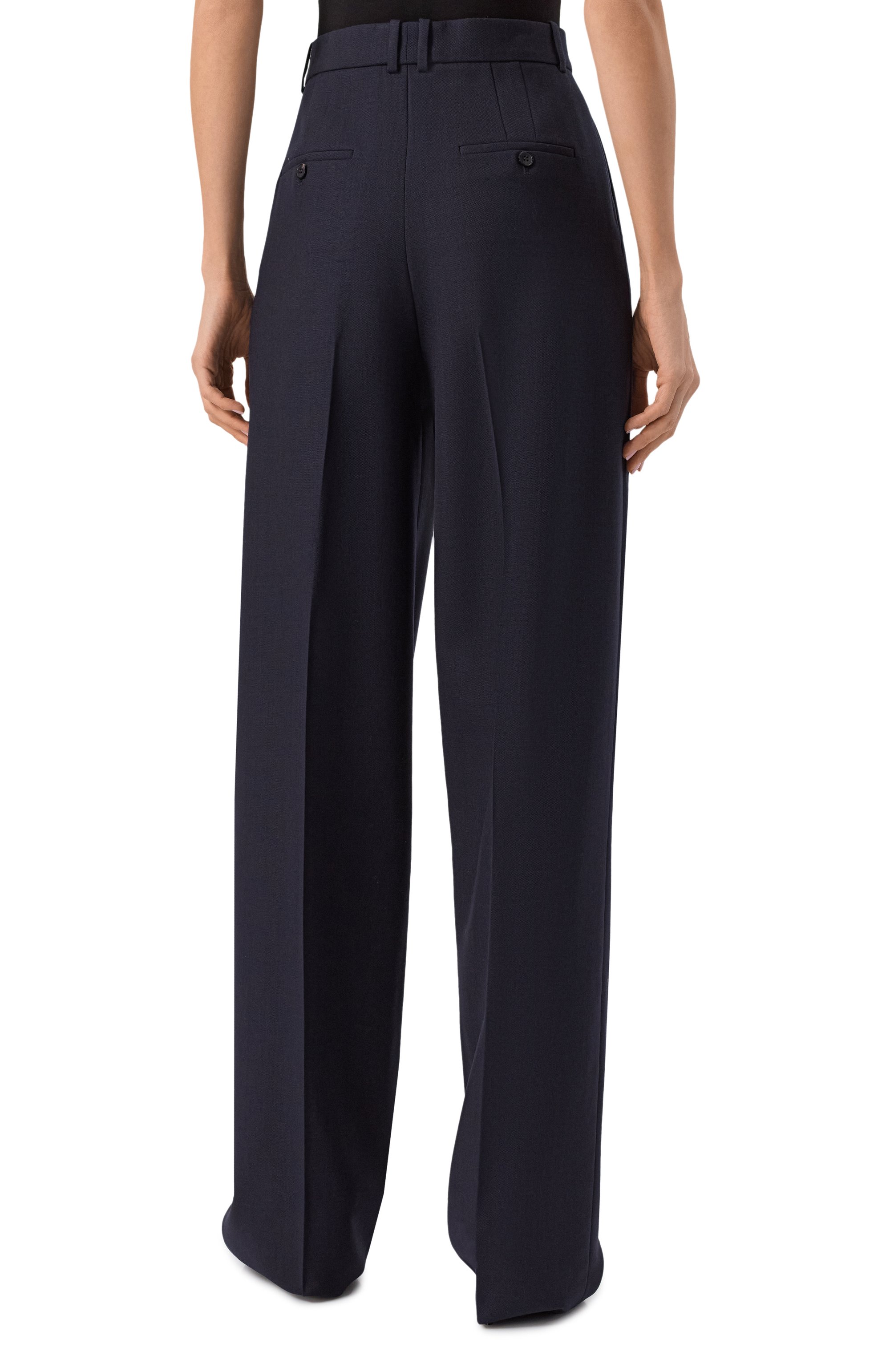 Шерстяные брюки SAINT LAURENT темно-синего цвета по цене 192000 руб., арт. 824389/Y5K32, фото 4 Шерстяные брюки SAINT LAURENT, арт. 824389/Y5K32, фото 4