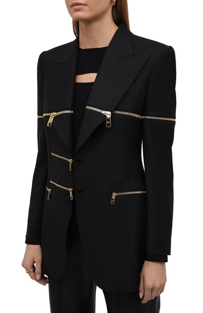 Шерстяной жакет DOLCE & GABBANA черного цвета по цене 370500 руб., арт. F29MAT/FUCEG, фото 3 Шерстяной жакет DOLCE & GABBANA, арт. F29MAT/FUCEG, фото 3