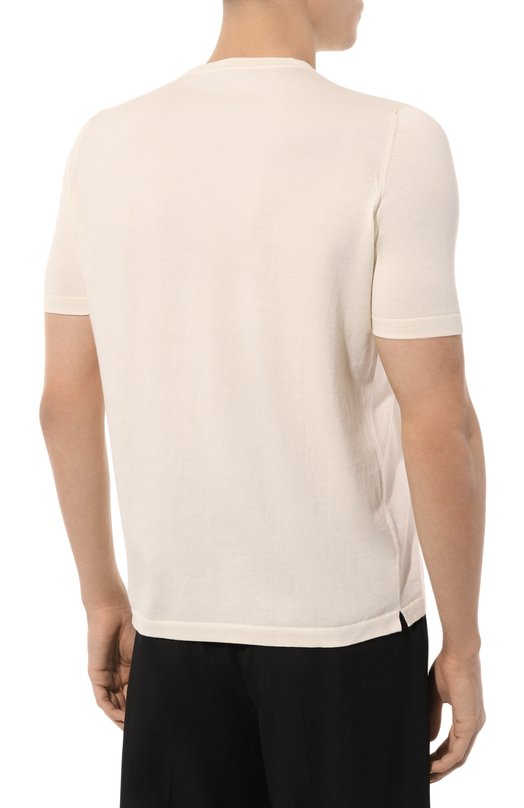 Хлопковый джемпер Kiton UMK0398 Кремовый  UMK0398 Фото 4
