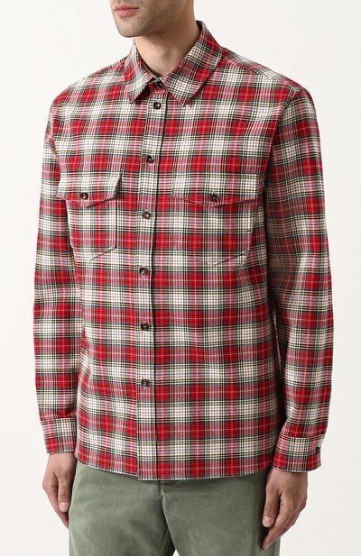 Хлопковая рубашка в клетку с аппликацией на спине GUCCI, арт. 501115/Z345G, фото 3