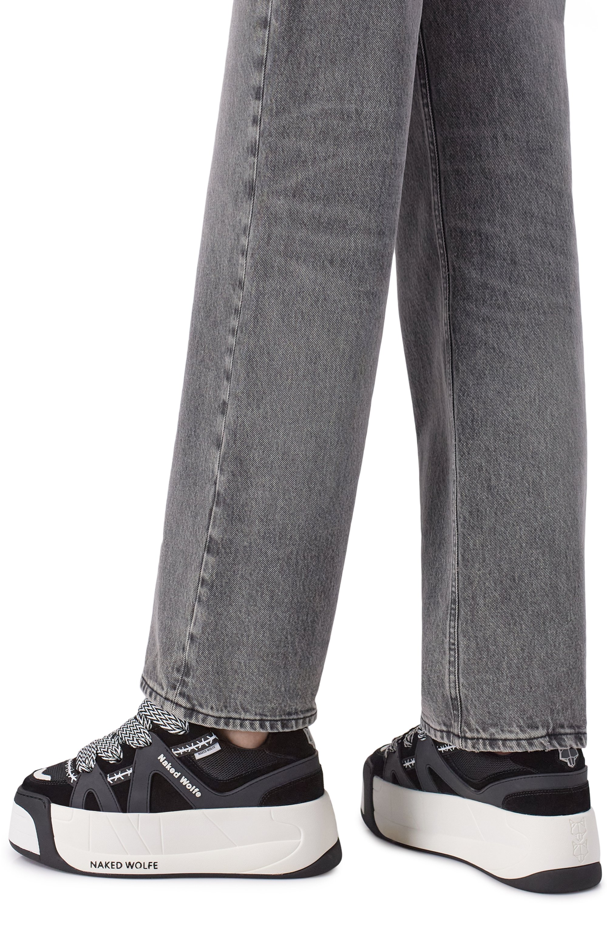 Комбинированные кеды slider NAKED WOLFE черного цвета по цене 33750 руб., арт. SLIDER/SUE, фото 2 Комбинированные кеды slider NAKED WOLFE, арт. SLIDER/SUE, фото 2