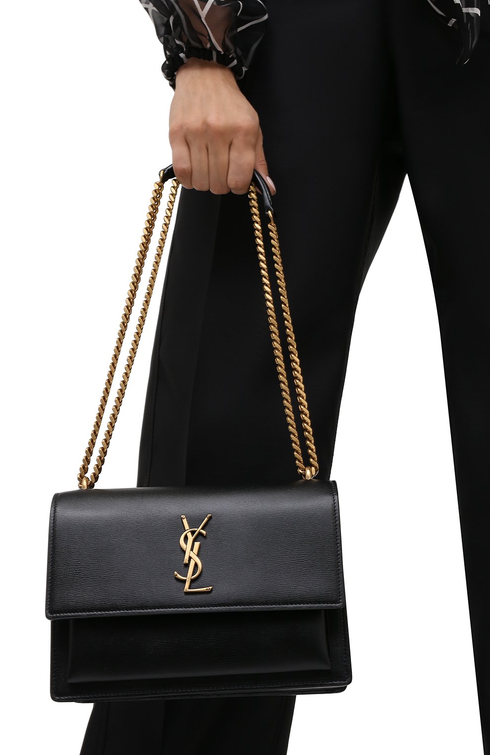 Сумка sunset medium SAINT LAURENT черного цвета по цене 339000 руб., арт. 442906/D420W, фото 2 Сумка sunset medium SAINT LAURENT, арт. 442906/D420W, фото 2