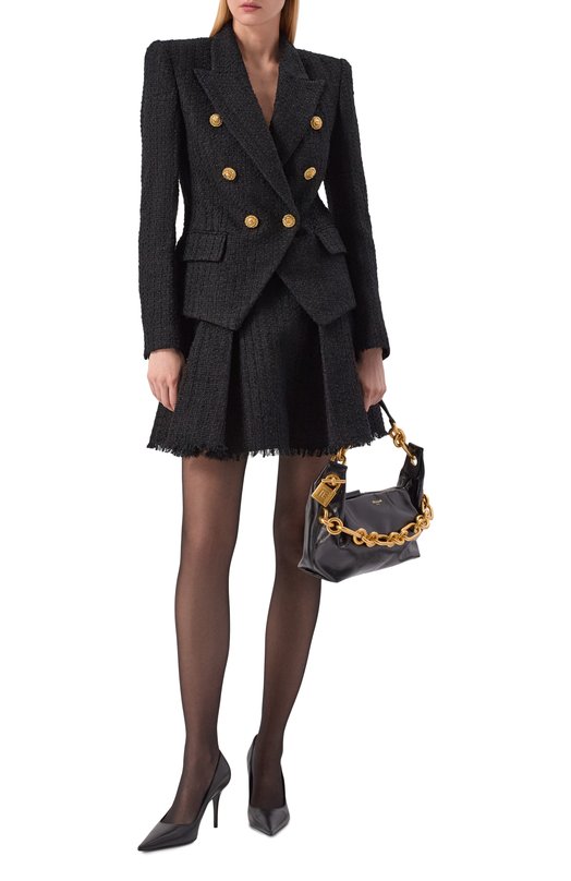 Твидовая юбка Balmain GF1LBB34/XL81 Чёрный  GF1LBB34/XL81 Фото 2