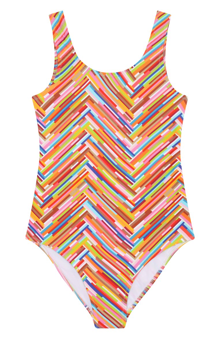 Детского слитный купальник MISSONI разноцветного цвета, арт. MWCA49/Z2891/4-6 | Фото 1 (Нос: Не проставлено; Девочки Кросс-КТ: Купальники-пляж; Принт: С принтом; Материал внешний: Синтетический материал; Ростовка одежда: 4 года | 104 см)