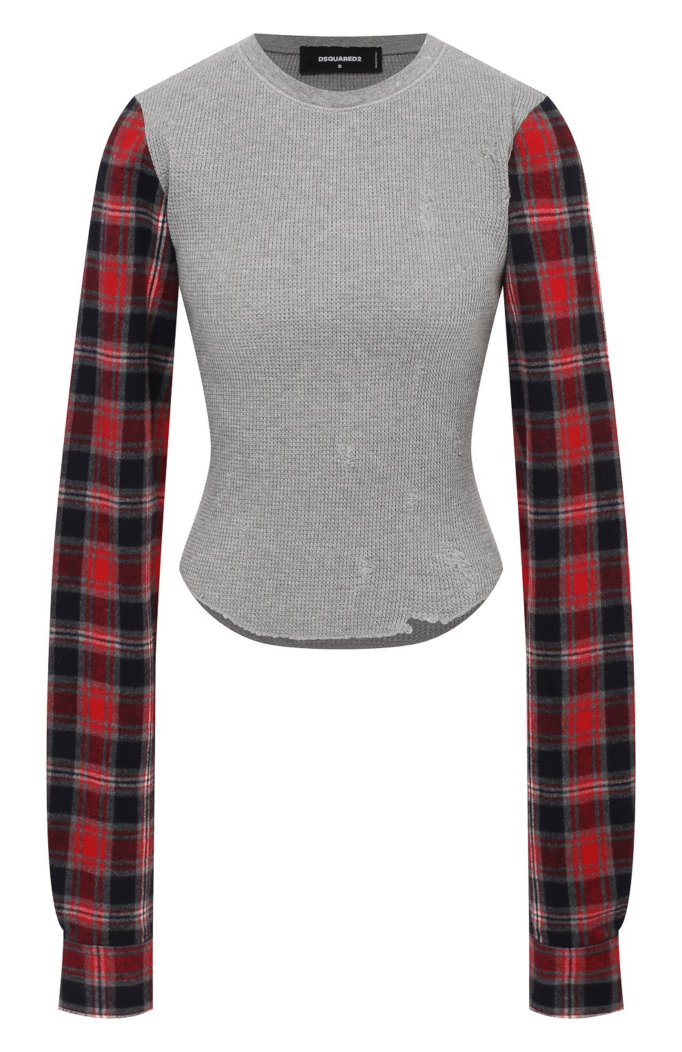Хлопковый пуловер DSQUARED2 серого цвета по цене 36100 руб., арт. S72GD0261/STJ302, фото 1 Хлопковый пуловер DSQUARED2, арт. S72GD0261/STJ302, фото 1