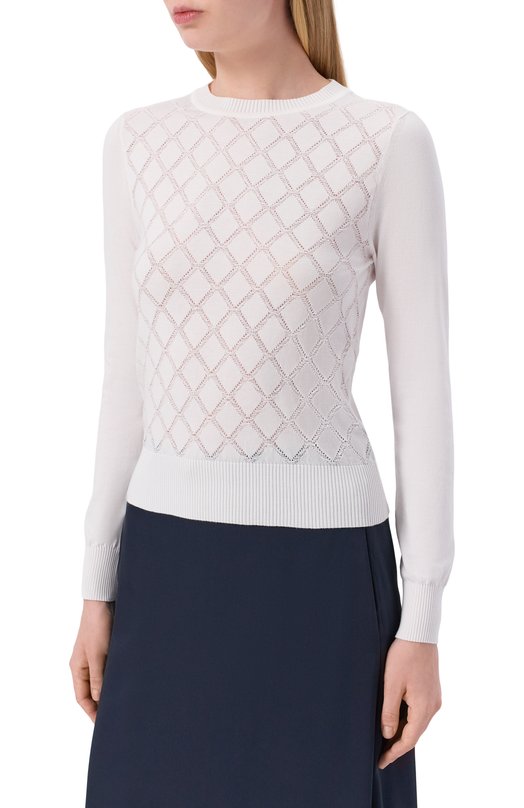 Хлопковый пуловер Lorena Antoniazzi P26113GM43A/1329 Белый  P26113GM43A/1329 Фото 3