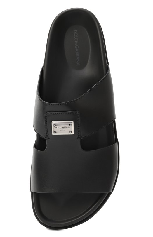 Кожаные шлепанцы Dolce & Gabbana A80506/A9Q67 Чёрный  A80506/A9Q67 Фото 6