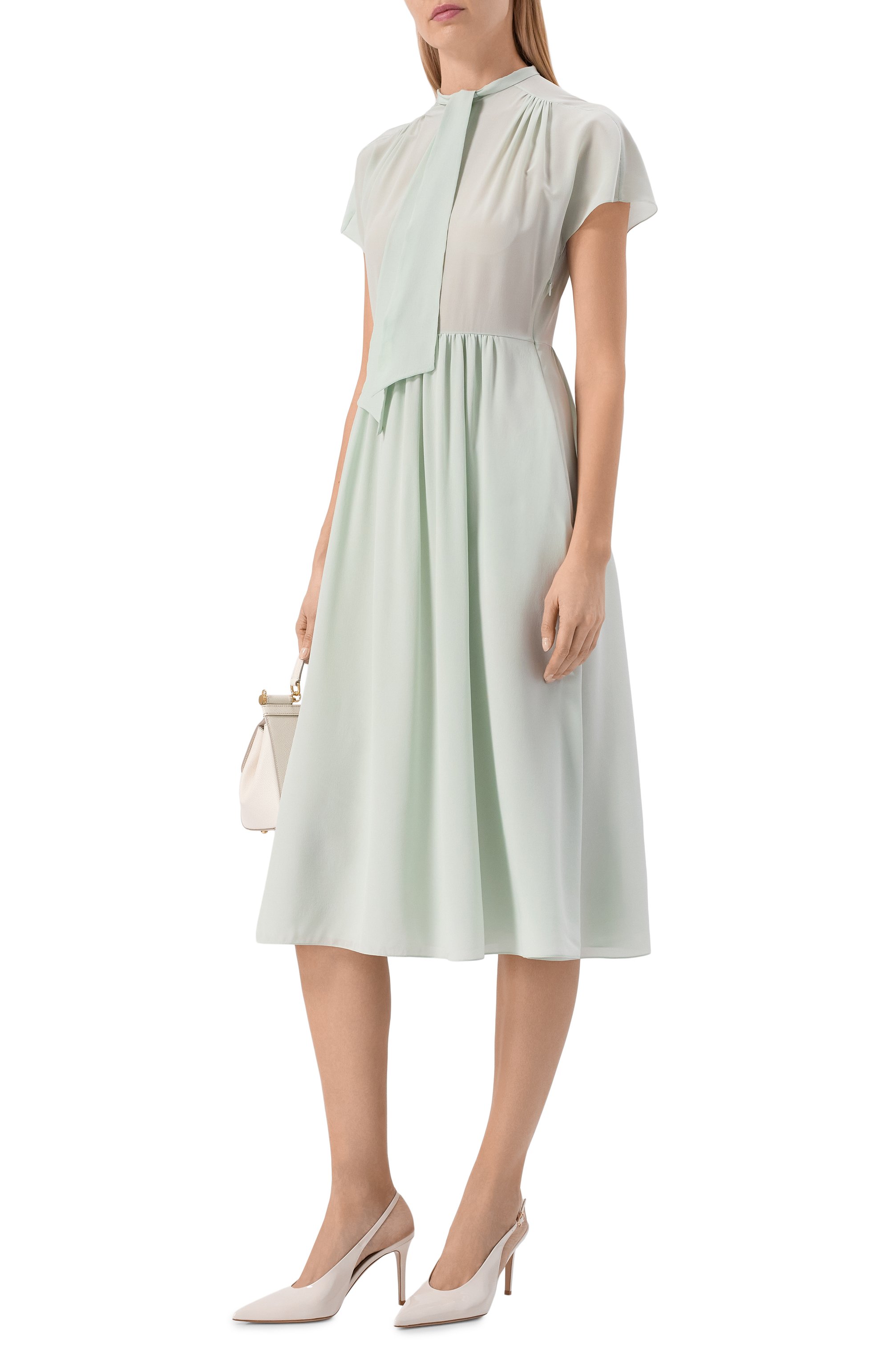 Шелковое платье MVST светло-зеленого цвета по цене 315000 руб., арт. M26.2PW.D032/F090 CREP0N, фото 2 Шелковое платье MVST, арт. M26.2PW.D032/F090 CREP0N, фото 2