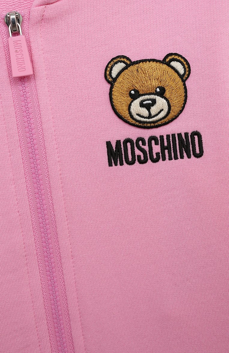 Детский спортивный костюм MOSCHINO светло-розового цвета, арт. MUK04P/LCA74 | Фото 6 (Случай: Повседневный; Материал сплава: Проставлено; Нос: Не проставлено; Материал внешний: Хлопок; Ростовка одежда: 3 мес | 62 см, 6 мес | 68 см, 9 мес | 74 см, 12 мес | 80 см, 18 мес | 86 см, 24 мес | 92 см, 36 мес | 98 см)