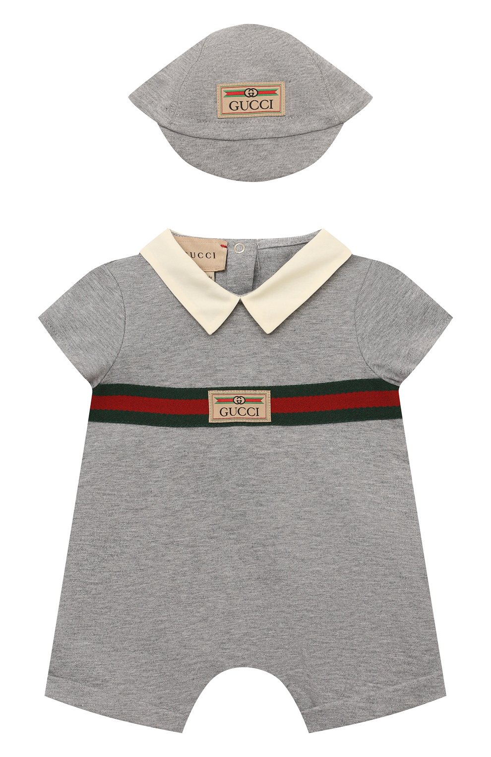 Комплект из песочника и кепки GUCCI серого цвета по цене 39950 руб., арт. 766683/XJF8F, фото 1 Комплект из песочника и кепки GUCCI, арт. 766683/XJF8F, фото 1