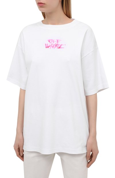 Хлопковая футболка OFF-WHITE белого цвета по цене 28600 руб., арт. 0WAA091S21JER001, фото 3 Хлопковая футболка OFF-WHITE, арт. 0WAA091S21JER001, фото 3