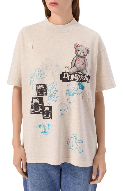 Хлопковая футболка DOMREBEL HIGH L0W T-SHIRT Кремовый  HIGH L0W T-SHIRT Фото 3