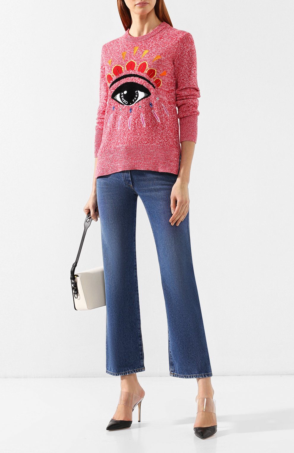 Хлопковый пуловер KENZO розового цвета по цене 42400 руб., арт. 2T05933XD, фото 2 Хлопковый пуловер KENZO, арт. 2T05933XD, фото 2