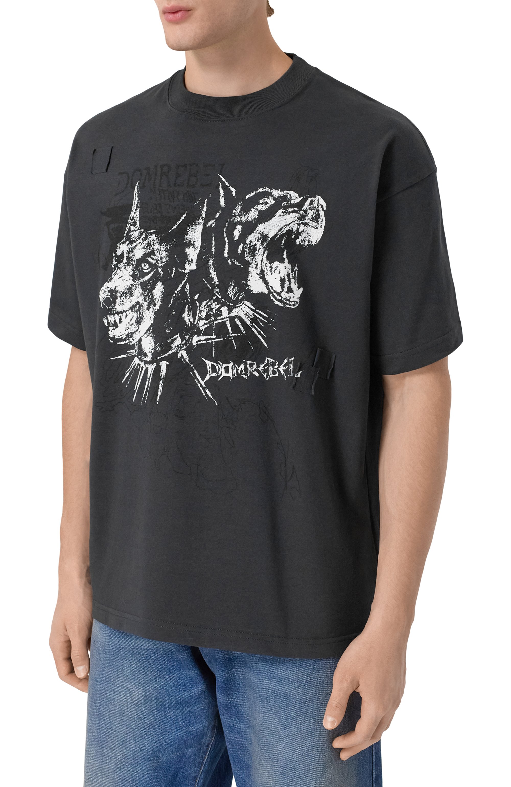 Хлопковая футболка DOMREBEL темно-серого цвета по цене 22100 руб., арт. M PUPPY, фото 3 Хлопковая футболка DOMREBEL, арт. M PUPPY, фото 3