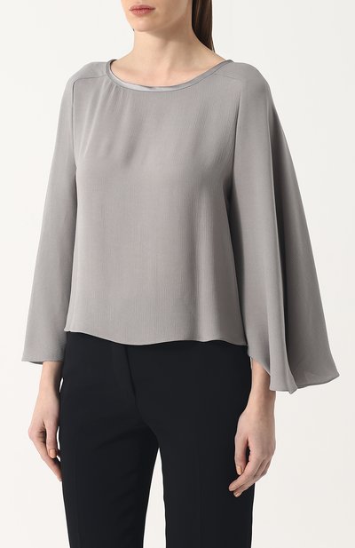Однотонный топ свободного кроя с круглым вырезом GIORGIO ARMANI, арт. WAC58T/WA524, фото 3