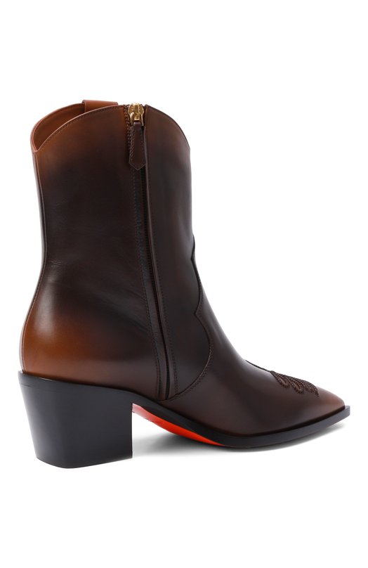 Кожаные ботильоны Santoni WT0G71985BJ2S0WF Коричневый  WT0G71985BJ2S0WF Фото 5
