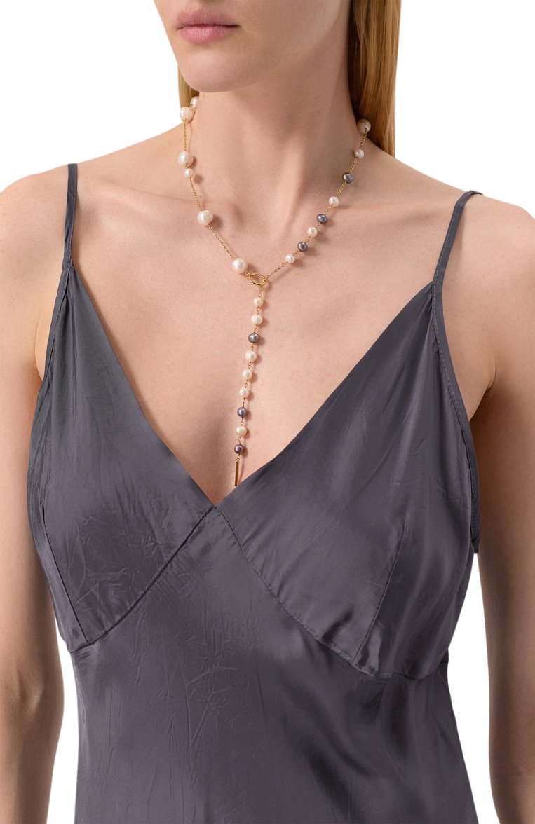 Женское колье CRYSTALLINE JEWELLERY разноцветного цвета, арт. 511CB | Фото 2 (Нос: Не проставлено; Региональные ограничения белый список (Axapta Mercury): Не проставлено; Материал: Металл, Жемчуг)