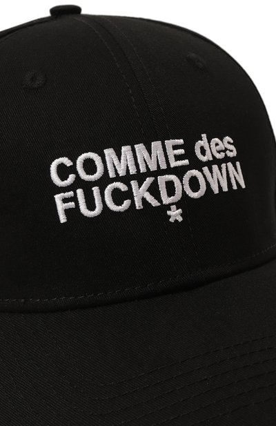 Хлопковая бейсболка COMME DES FUCKDOWN черного цвета по цене 7395 руб., арт. CDFAD679, фото 4 Хлопковая бейсболка COMME DES FUCKDOWN, арт. CDFAD679, фото 4