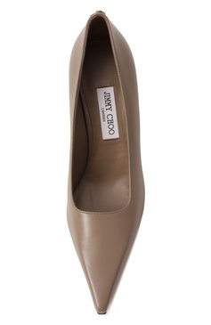 Женские кожаные туфли ixia 80 JIMMY CHOO темно-бежевого цвета, арт. IXIA 80/CLF | Фото 6 (Материал сплава: Проставлено; Каблук тип: Шпилька; Подошва: Плоская; Материал внутренний: Натуральная кожа; Каблук высота: Высокий; Материал внешний: Натуральная кожа; Драгоценные камни: Проставлено)