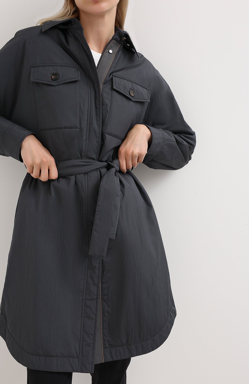 Пальто BRUNELLO CUCINELLI серого цвета по цене 421000 руб., арт. MB5719505P, фото 3 Пальто BRUNELLO CUCINELLI, арт. MB5719505P, фото 3