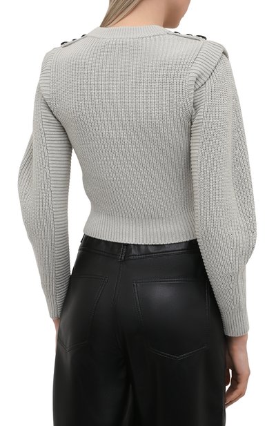 Свитер из хлопка и шерсти SELF-PORTRAIT светло-зеленого цвета по цене 39300 руб., арт. PF21-001, фото 4 Свитер из хлопка и шерсти SELF-PORTRAIT, арт. PF21-001, фото 4