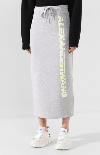 Хлопковая юбка ALEXANDERWANG.T серого цвета по цене 34750 руб., арт. 4CC2195001, фото 3 Хлопковая юбка ALEXANDERWANG.T, арт. 4CC2195001, фото 3