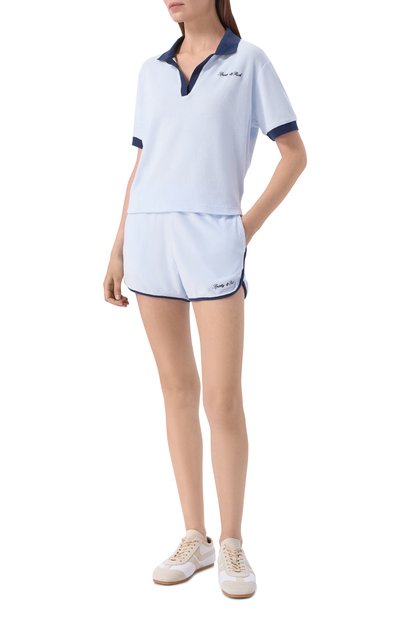 Хлопковое поло SPORTY AND RICH голубого цвета по цене 23600 руб., арт. T004275326BL143, фото 2 Хлопковое поло SPORTY AND RICH, арт. T004275326BL143, фото 2