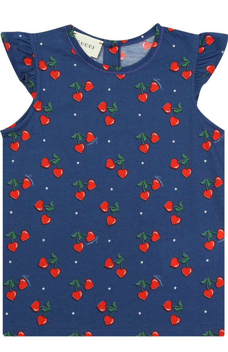 Хлопковый топ с принтом и оборками GUCCI, арт. 458222/X5N48, фото 1