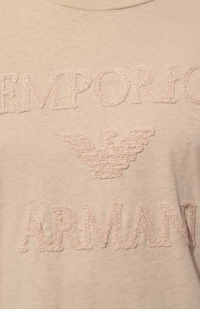 Футболка из хлопка и льна EMPORIO ARMANI, арт. 211818/3R485, фото 5