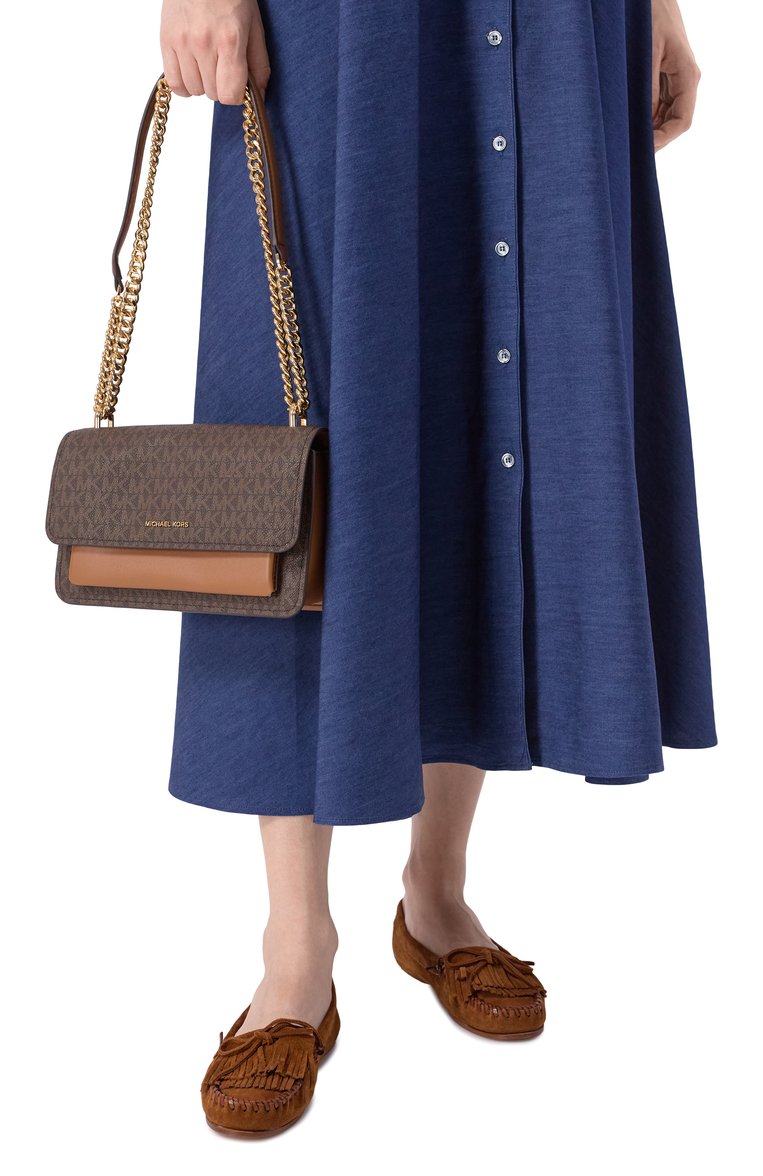 Женская сумка claire large MICHAEL MICHAEL KORS коричневого цвета, арт. 30R5GC7L3B | Фото 2 (Ремень/цепочка: На ремешке; Размер: large; Материал: Экокожа, Канва)