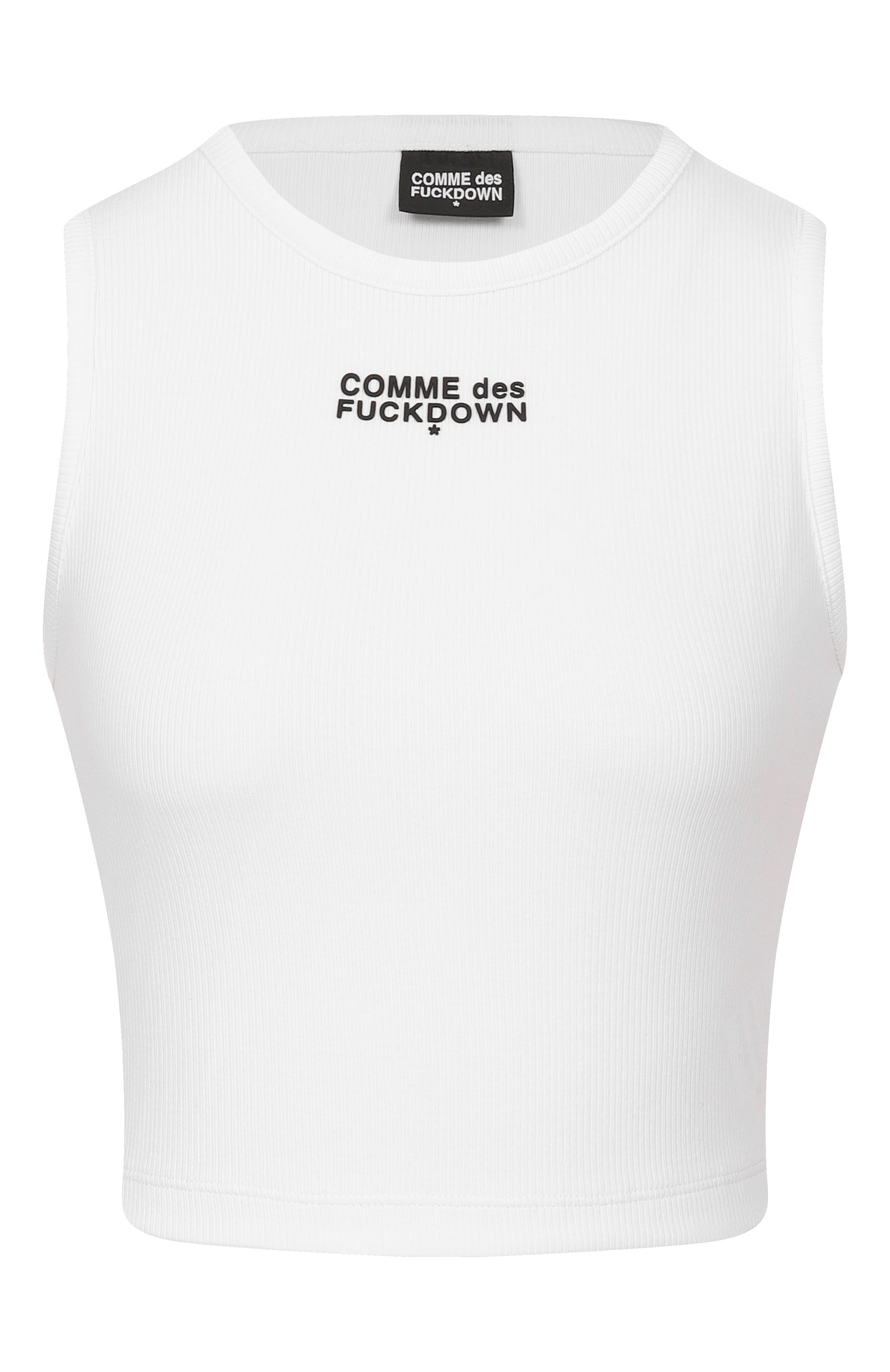 Хлопковая майка COMME DES FUCKDOWN белого цвета по цене 6605 руб., арт. CFABW01600, фото 1 Хлопковая майка COMME DES FUCKDOWN, арт. CFABW01600, фото 1