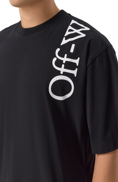Хлопковая футболка OFF-WHITE черного цвета по цене 39800 руб., арт. 0MAA120F26JER0100, фото 5 Хлопковая футболка OFF-WHITE, арт. 0MAA120F26JER0100, фото 5